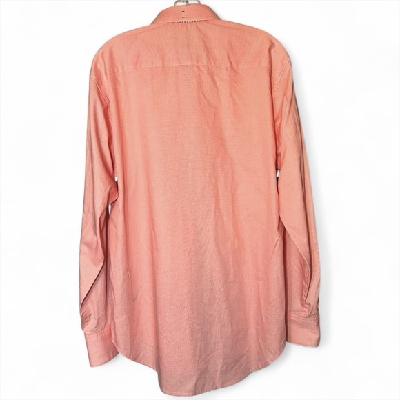 Robert Graham Mens Large Button-Up Shirt Salmon Long Sleeve Flip Cuffs Round Hem - Picture 2 of 9